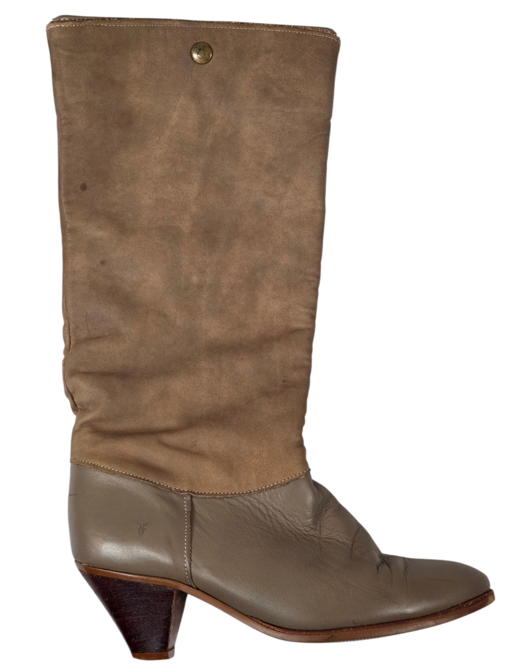 Frye 90s Y2K Slouch Boots Brown Taupe Leather Suede Mid Calf USA Women Size 6 - Picture 4 of 16